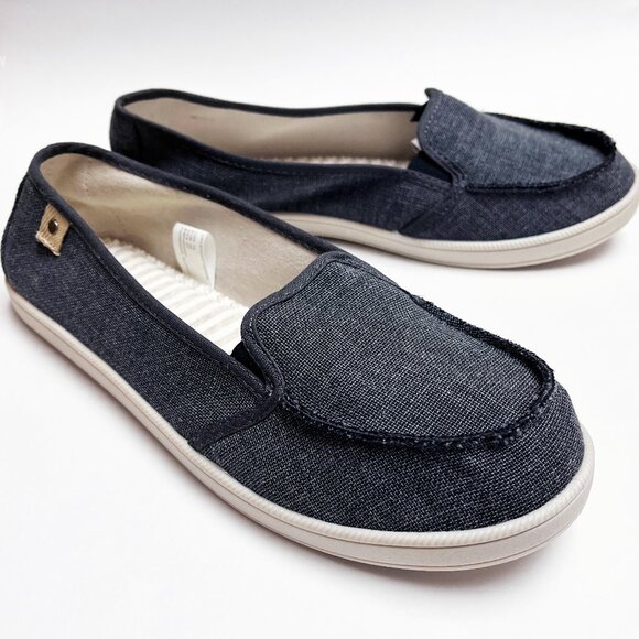 Time and Tru Womens Size 10 Dark Denim Memory Foam Slip On Loafer Flats - Picture 1 of 6
